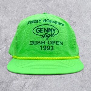 Vintage 1993 Genny Light Irish Open Neon Snapback Hat Golf Promo